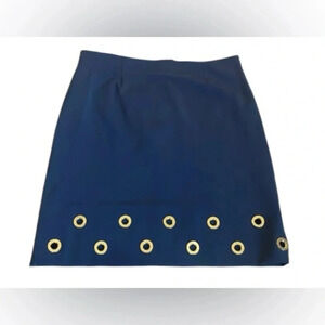 Doncaster Navy skirt Gold grommet accents Above knee length Womens size 12